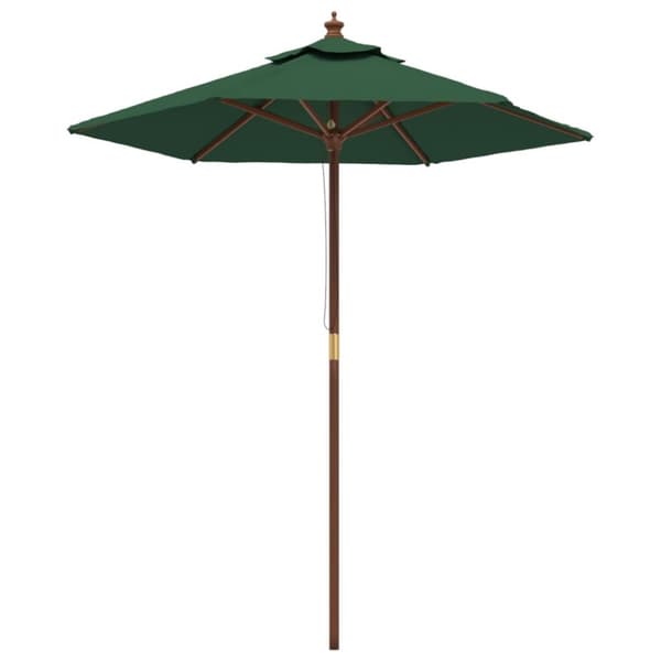 Parasoll med trästång 196x231 cm grön