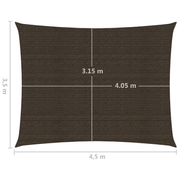 solsejl 160 g/m² 3,5x4,5 m HDPE brun