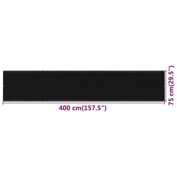 Parvekkeen suoja musta 75x400 cm HDPE