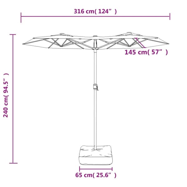 parasol m. dobbelt parasoldug 316x240 cm terrakotta