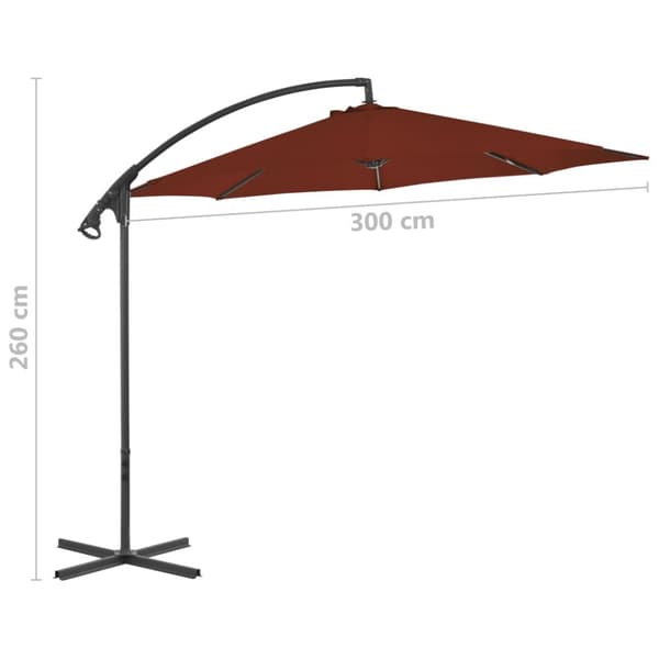 Aurinkovarjo cantilever terästolpalla 300 cm terrakotta