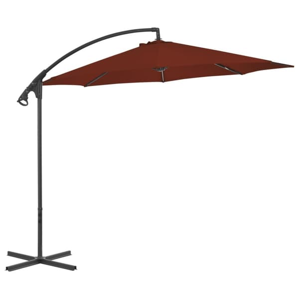 Aurinkovarjo cantilever terästolpalla 300 cm terrakotta