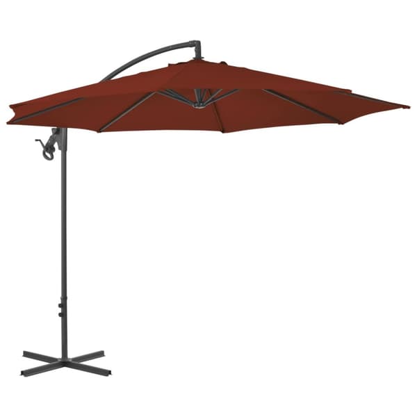 Aurinkovarjo cantilever terästolpalla 300 cm terrakotta