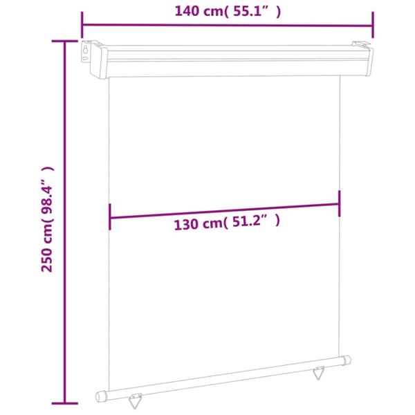 Parvekkeen sivumarkiisi 140x250 cm kerma