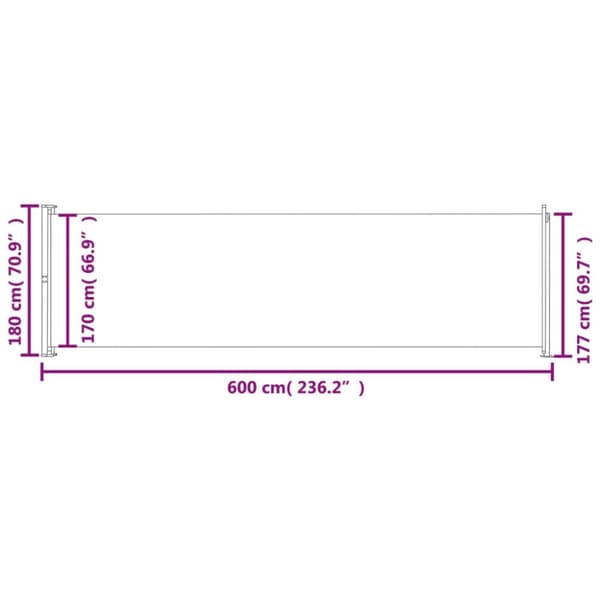 sammenrullelig sidemarkise til terrassen 180x600 cm cremefarvet