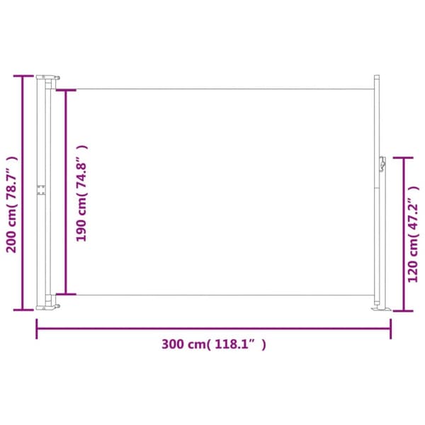sammenrullelig sidemarkise til terrassen 200x300 cm cremefarvet