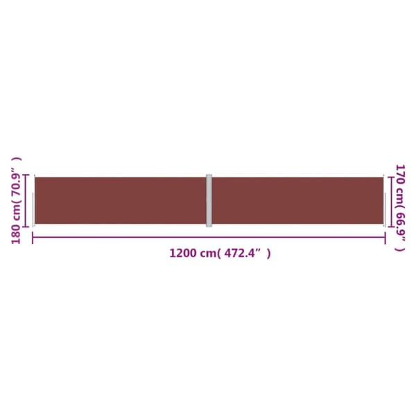 sammenrullelig sidemarkise 180x1200 cm brun