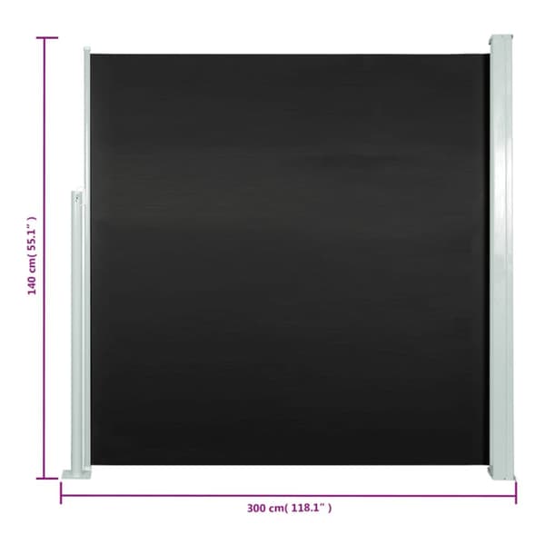 sammenrullelig sidemarkise til terrassen 140x300 cm sort