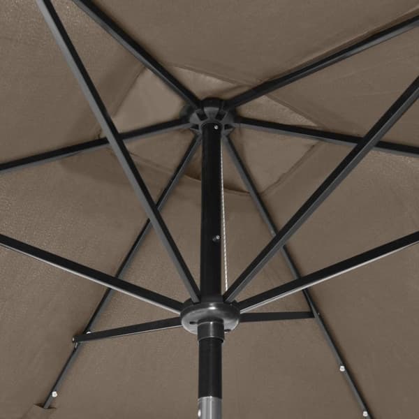 parasol med stålstang og LED-lys 2x3 m gråbrun