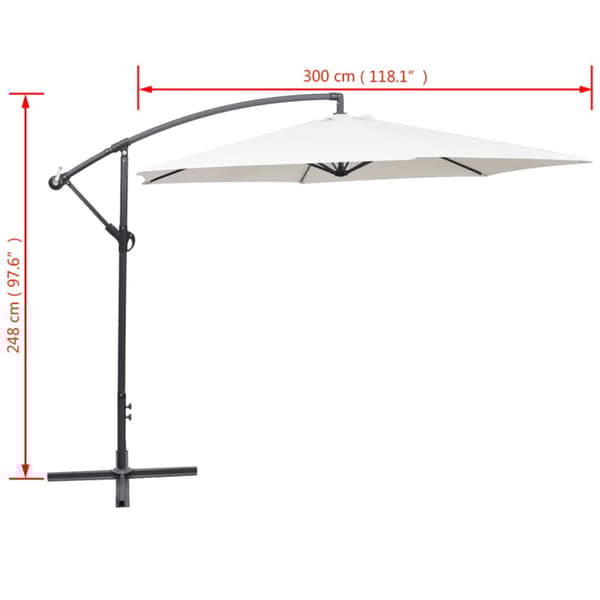 Aurinkovarjo cantilever 3 m hiekanvalkoinen