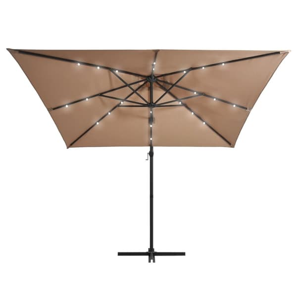 Aurinkovarjo cantilever LEDit ja terästolppa 250x250 cm taupe
