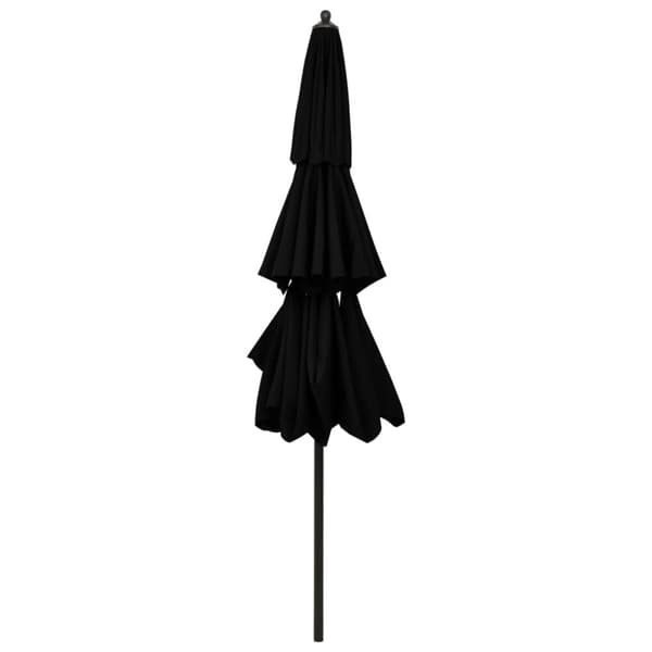 parasol med aluminiumsstang i 3 niveauer 3 m sort