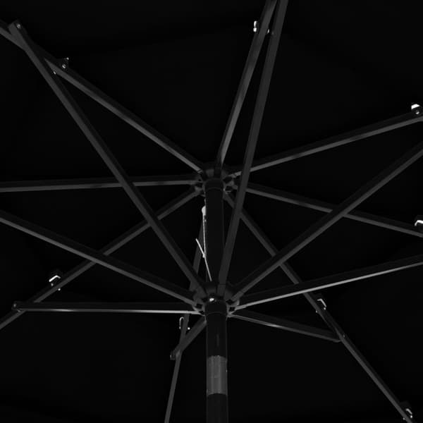parasol med aluminiumsstang i 3 niveauer 3 m sort