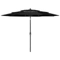Miniatyrbillede 1 af 8: parasol med aluminiumsstang i 3 niveauer 3 m sort