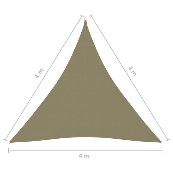 solsejl 4x4x4 m oxfordstof trekantet beige