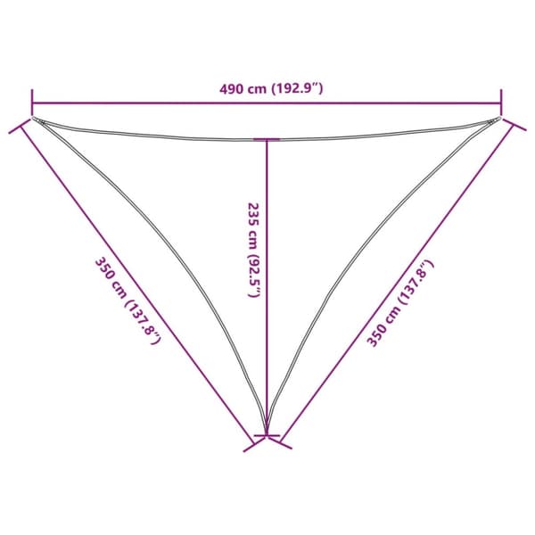 solsejl 3,5x3,5x4,9 m trekantet oxfordstof sort