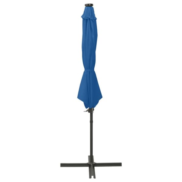 Aurinkovarjo cantilever tolpalla ja LEDit 300 cm taivaansininen