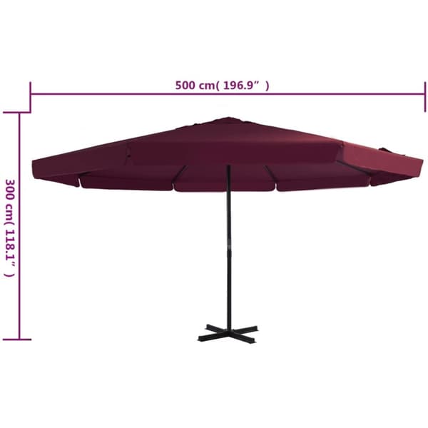 udendørs parasol med aluminiumsstang 500 cm bordeauxrød