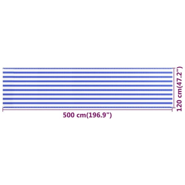 altanafskærmning 120x500 cm HDPE blå og hvid