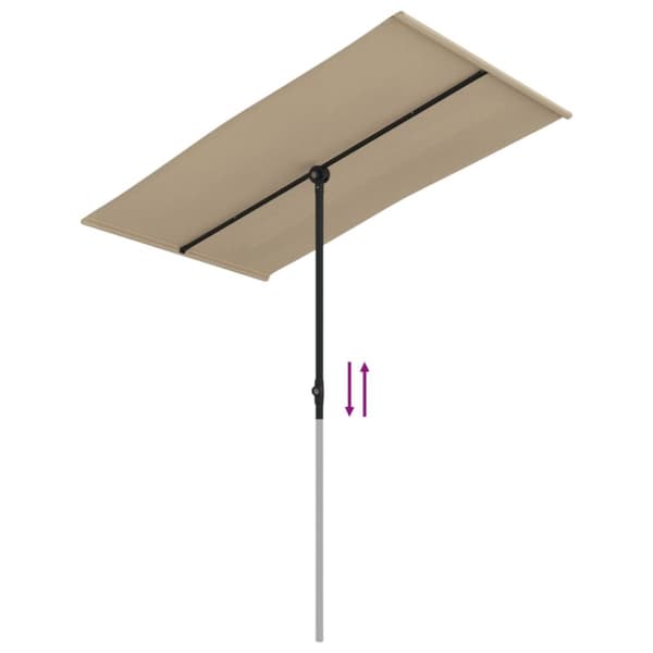 Aurinkovarjo alumiinitolpalla 180x110 cm taupe