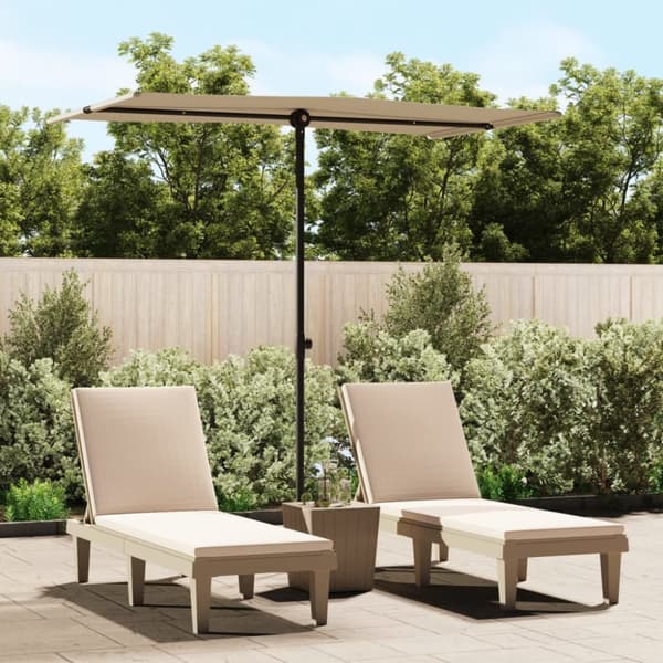 Aurinkovarjo alumiinitolpalla 180x110 cm taupe