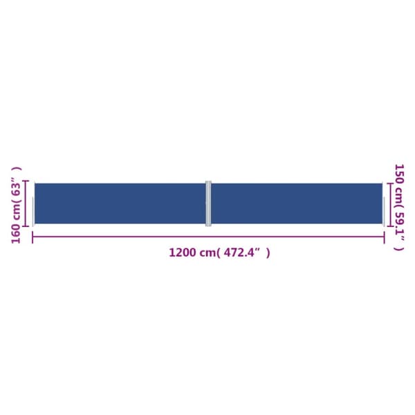 sammenrullelig sidemarkise 160x1200 cm blå