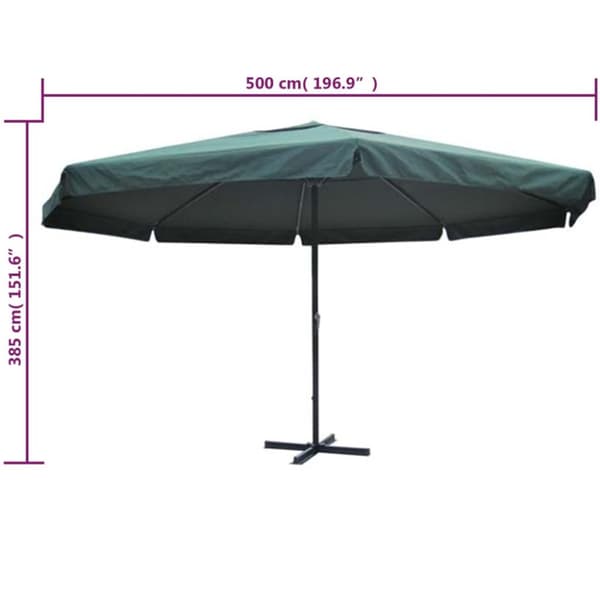 Parasoll aluminium grön 500 cm