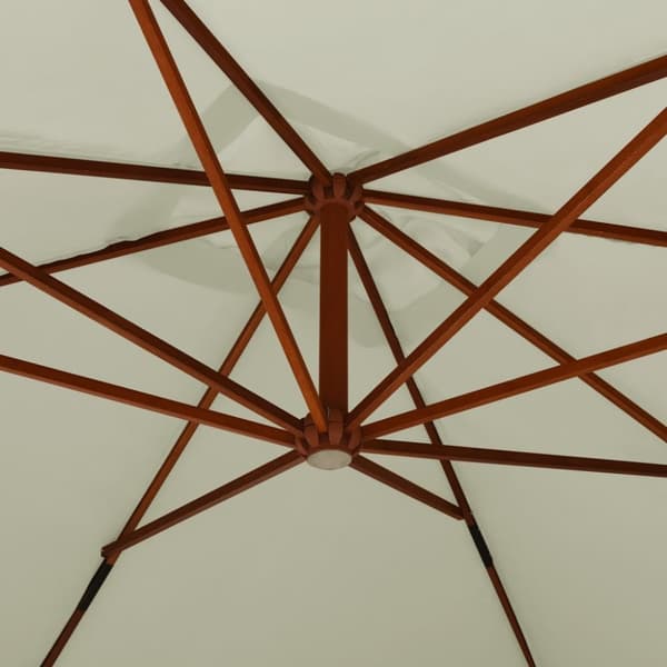 Puutarha-aurinkovarjo cantilever puutolppa 400x300 cm valkoinen