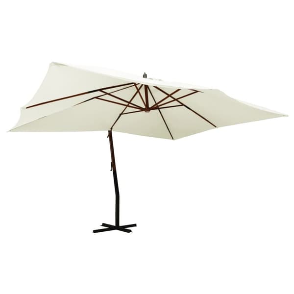 Puutarha-aurinkovarjo cantilever puutolppa 400x300 cm valkoinen