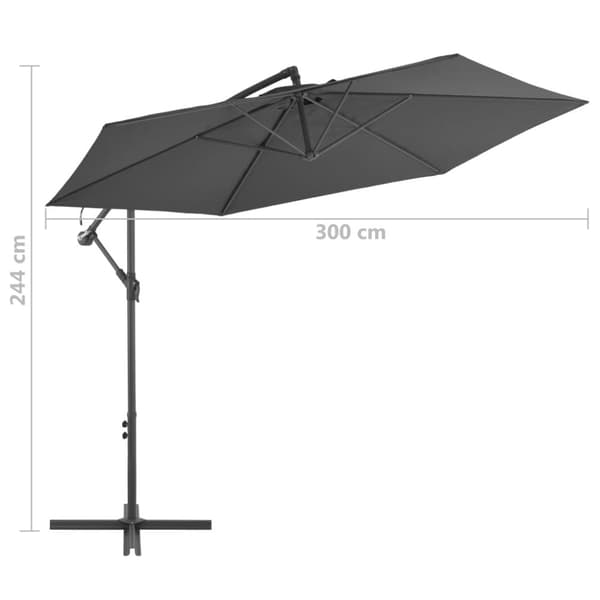 hængeparasol med aluminiumstang 300 cm antracitgrå