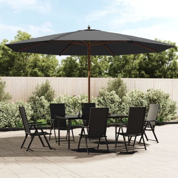 haveparasol med træstang 400x273 cm antracitgrå