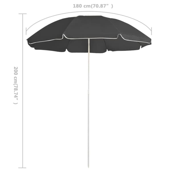 parasol med stålstang 180 cm antracitgrå