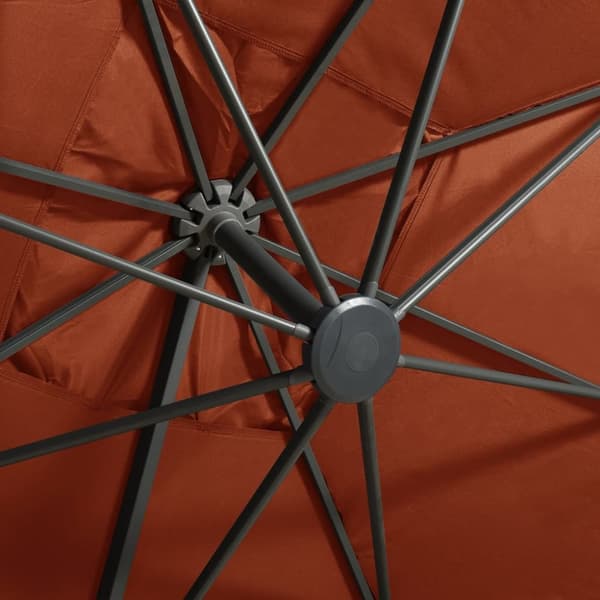 hængeparasol med stang + LED-lys 300 cm terracotta