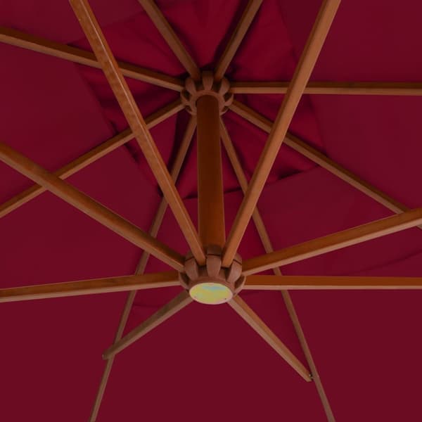hængeparasol med træstang 400x300 cm bordeaux