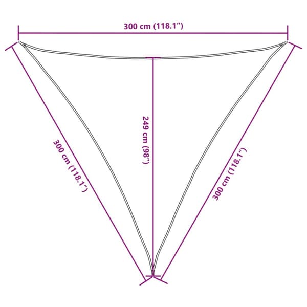 Aurinkopurje Oxford-kangas kolmio 3x3x3 m beige