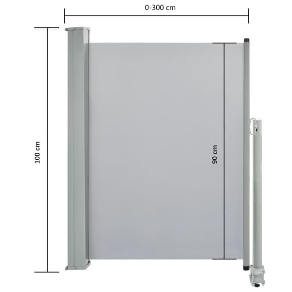 Infällbar sidomarkis 100 x 300 cm grå