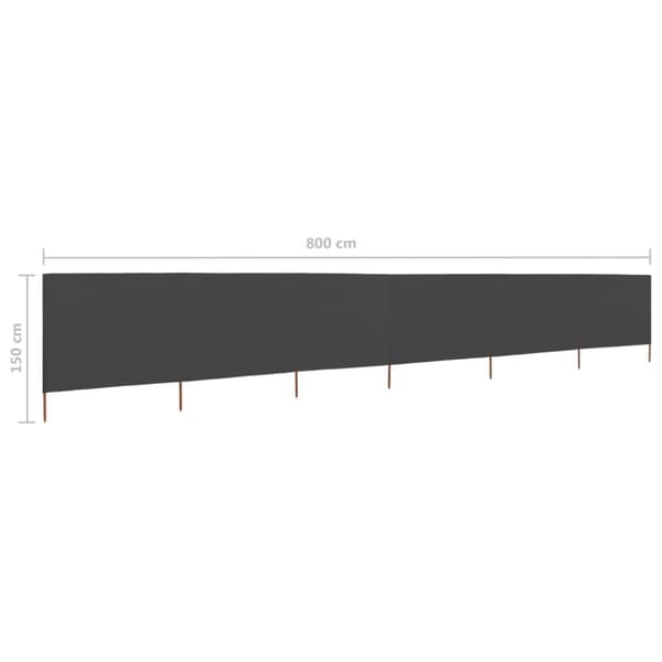6-panels læsejl 800x120 cm stof antracitgrå