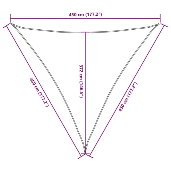 solsejl 4,5x4,5x4,5 m oxfordstof trekantet hvid