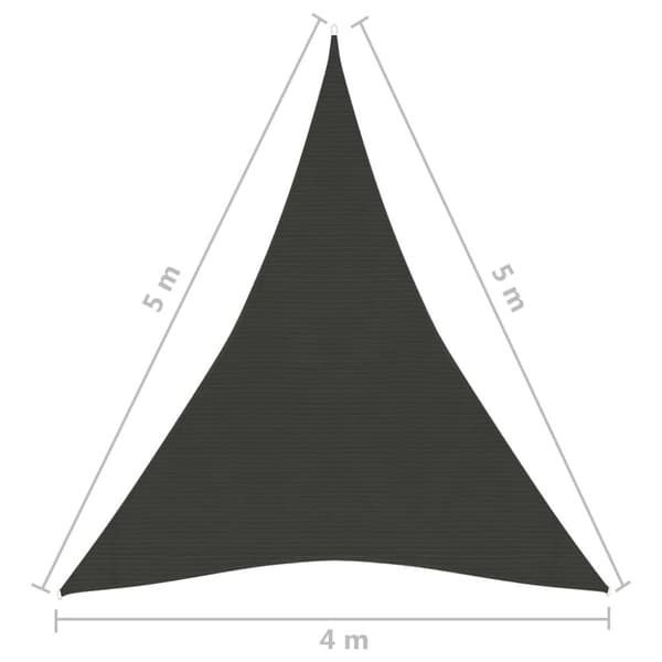 solsejl 4x5x5 m 160 g/m² HDPE antracitgrå