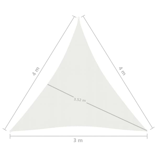solsejl 160 g/m² 3x4x4 m HDPE hvid