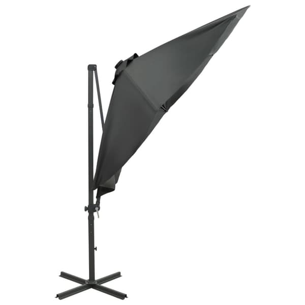 hængeparasol med stang + LED-lys 300 cm antracitgrå