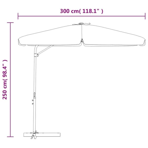 udendørs parasol med stålstang 300 x 250 cm antracitgrå