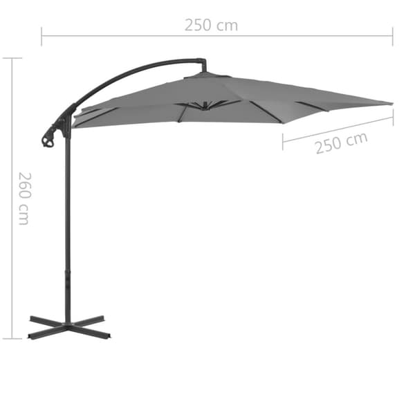 Aurinkovarjo cantilever terästolpalla 250x250 cm antrasiitti