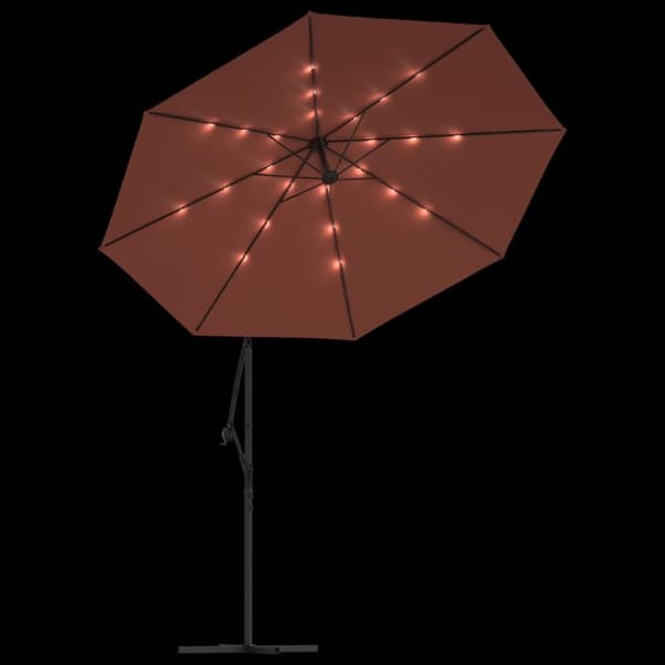 Aurinkovarjo cantilever LED-valot ja terästolppa terrakotta