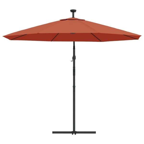 Aurinkovarjo cantilever LED-valot ja terästolppa terrakotta