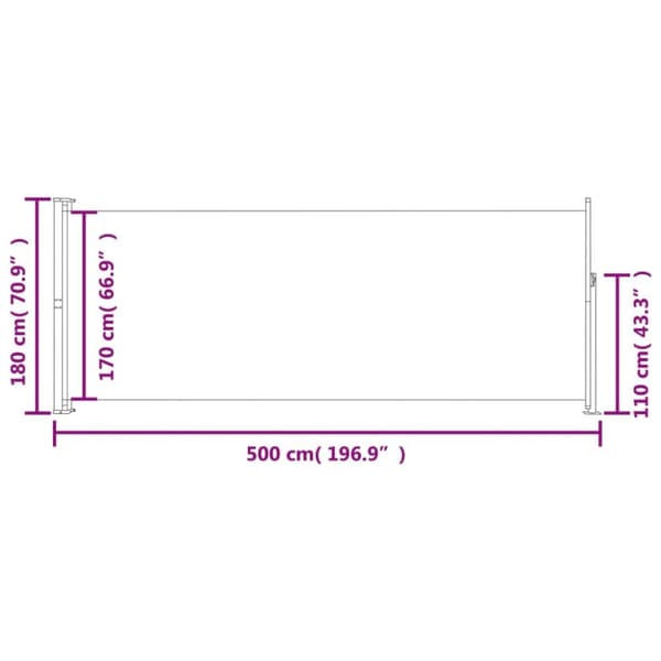 Sisäänvedettävä terassin sivumarkiisi 180x500 cm musta