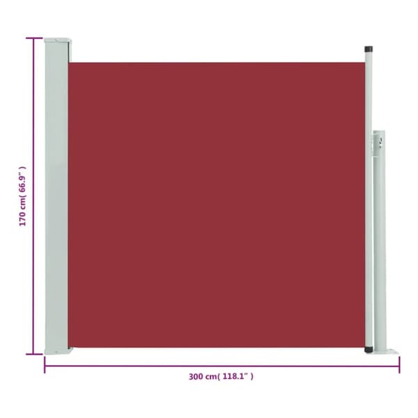 sammenrullelig sidemarkise til terrassen 170 x 300 cm rød