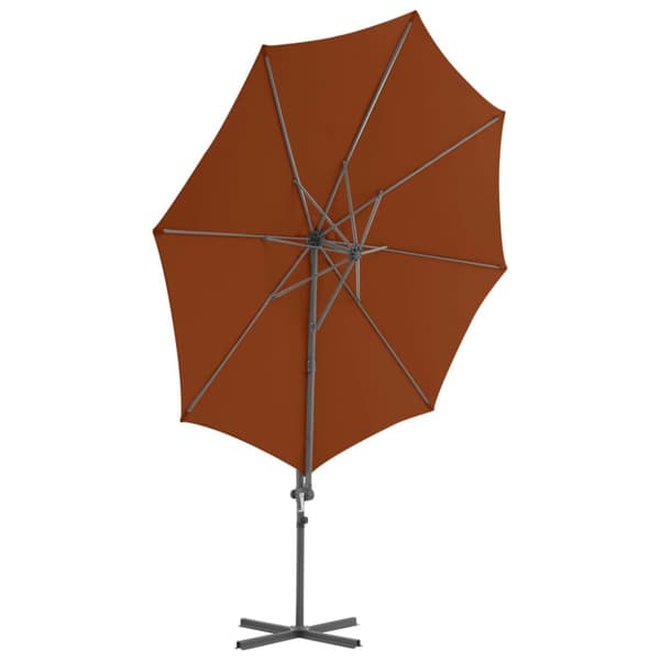 Aurinkovarjo cantilever terästolpalla 300 cm terrakotta