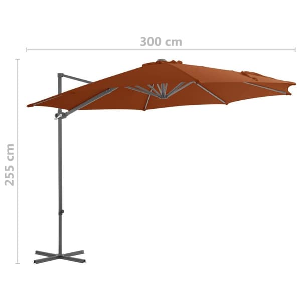 Aurinkovarjo cantilever terästolpalla 300 cm terrakotta