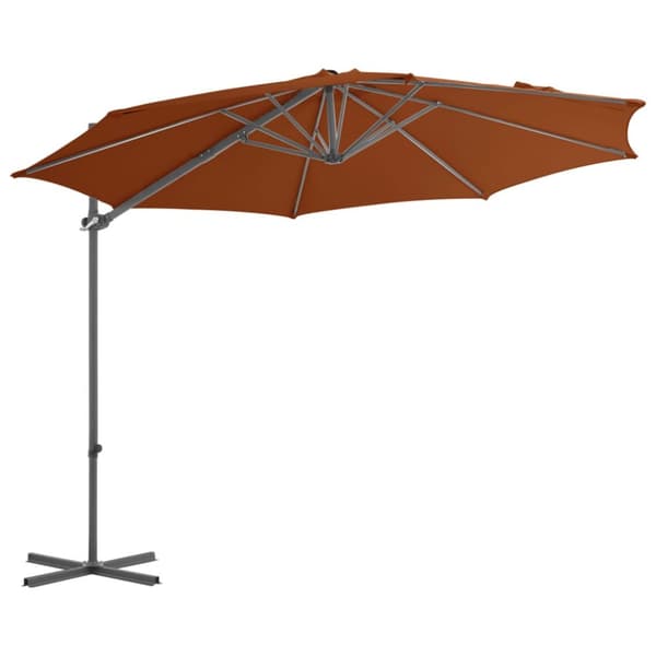 Aurinkovarjo cantilever terästolpalla 300 cm terrakotta